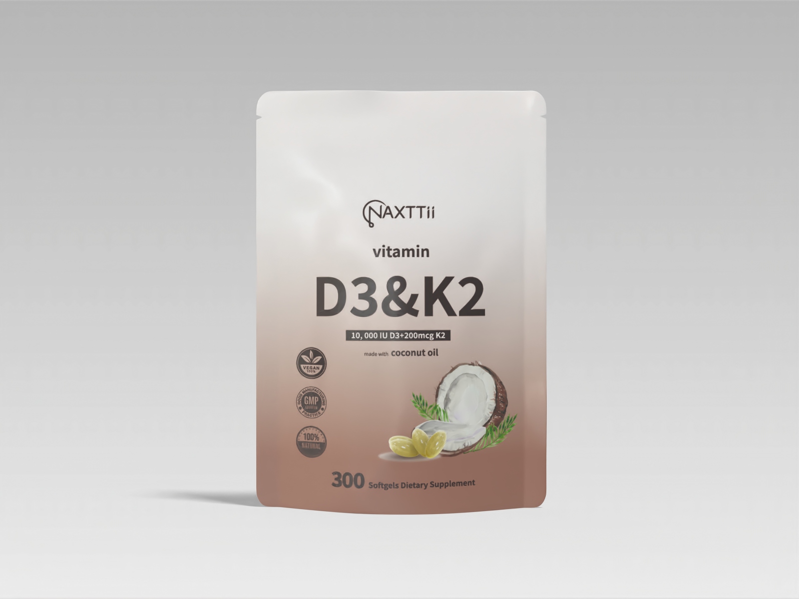 D3K2 Salute delle ossa Gommose morbide 300 capsule Con dosaggio clinicamente validato Tripla-azione per le articolazioni Immunità Salute del cuore