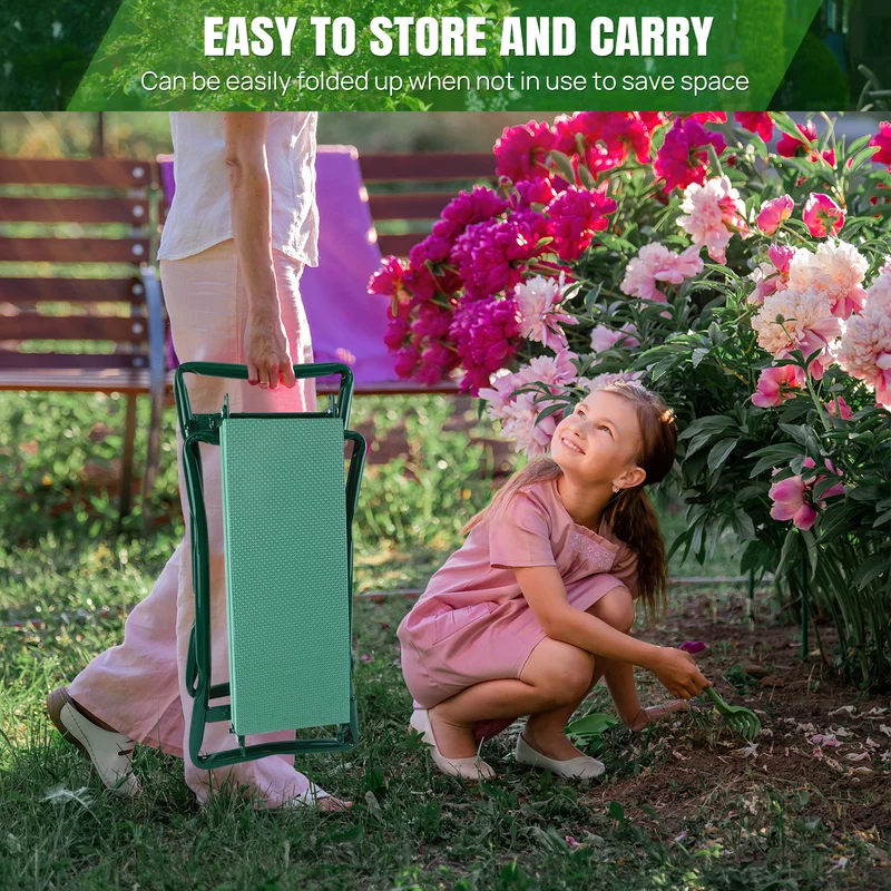 2-in-1 Gartenkneeler und Sitz, breite weiche Kniepolster, stabiles faltbares Gartensitzbrett