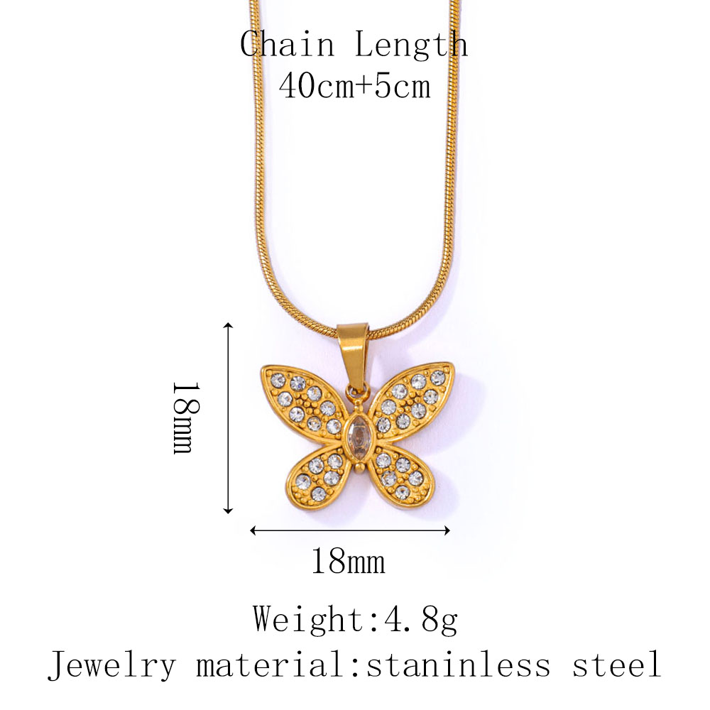 Pendente a farfalla in acciaio inossidabile con Swarovski stones