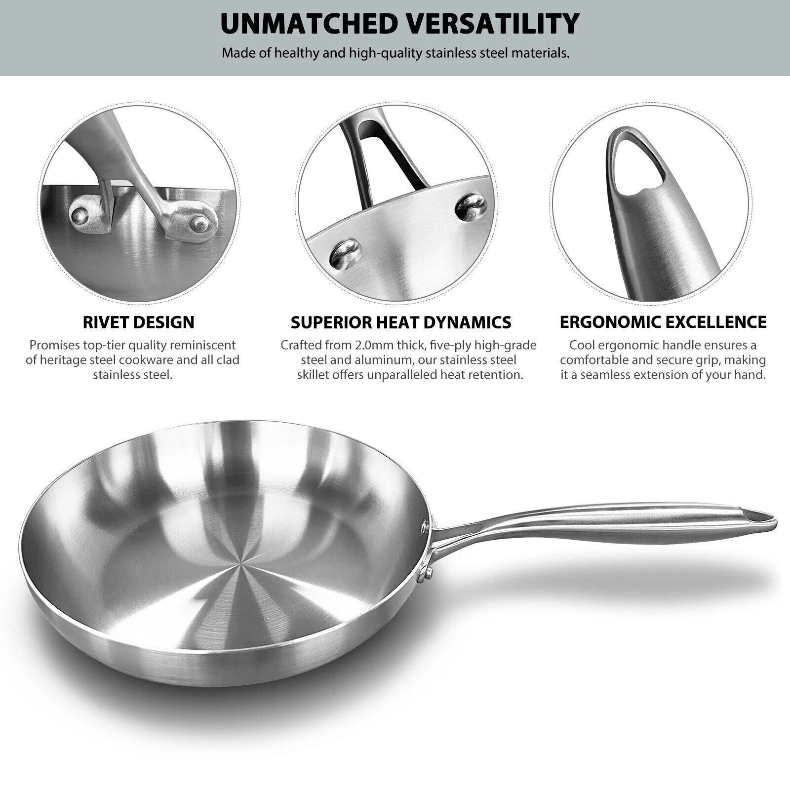 28 cm Edelstahl Antihaft Pfanne – Universal einsetzbar