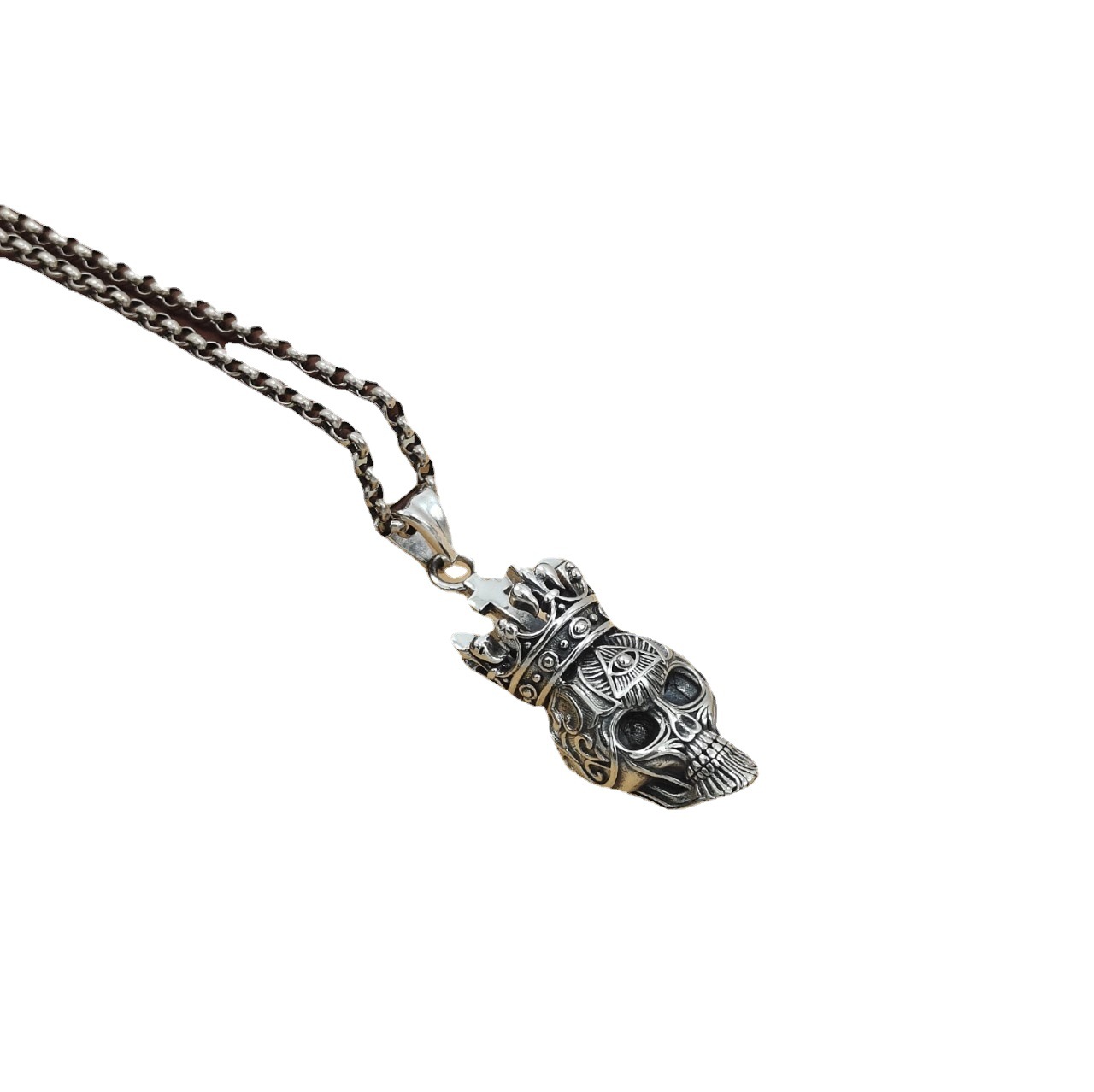 Silberschmuck Sterling 925 Krönchen-Schädel-Anhänger