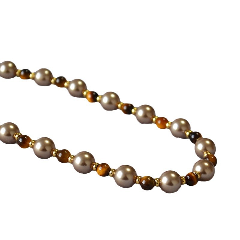 Retro Tigers Eye Perlenkette in Brauntönen