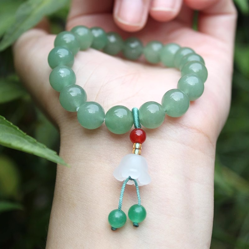 Naturweißer Agat Rundperlen Lotus-Samenkapsel-Armband Tian Shan Cui Altstil-Perle
