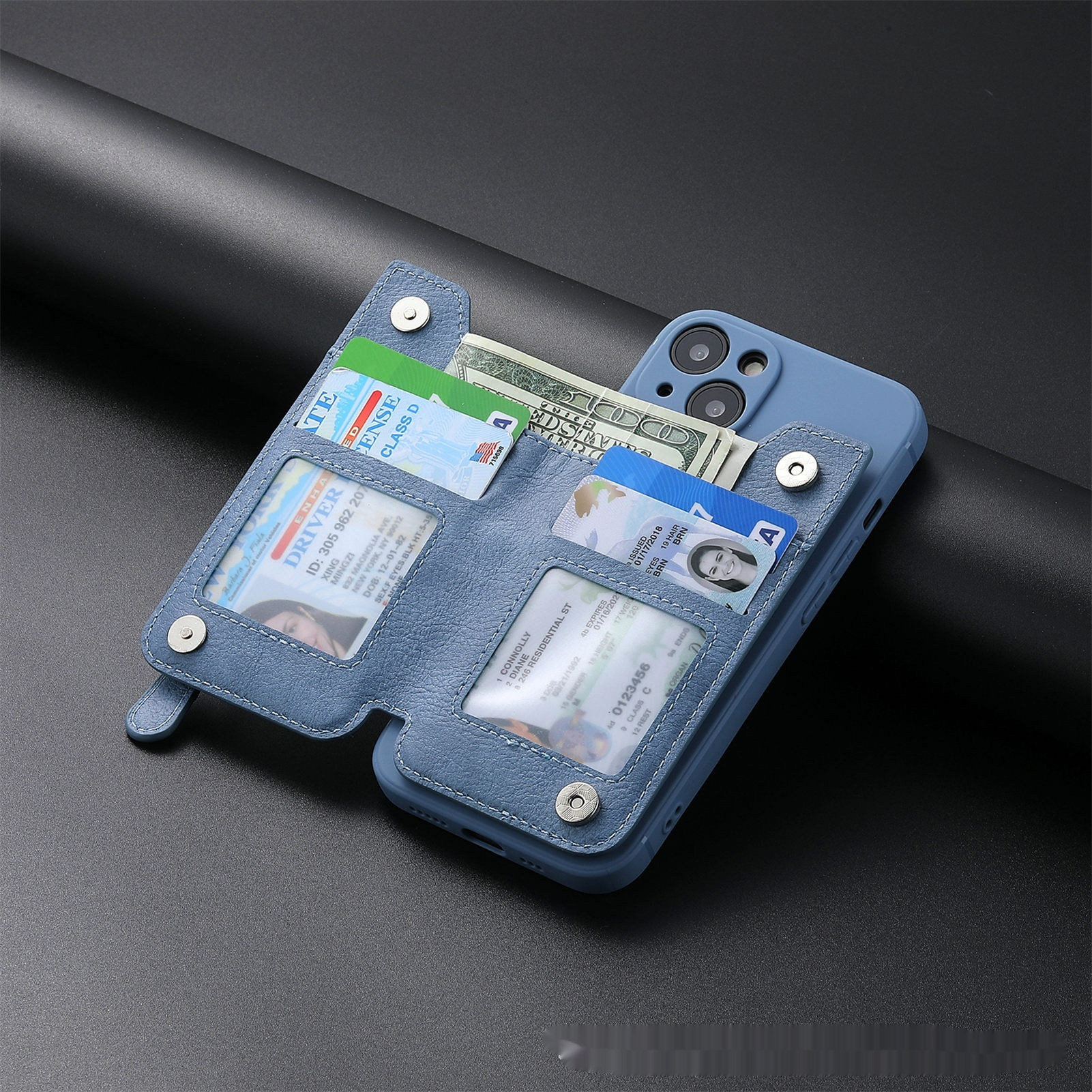 Card Holder Card Case Wallet Card Zipper Magnetic Snap Adhesive Portable Card Holder