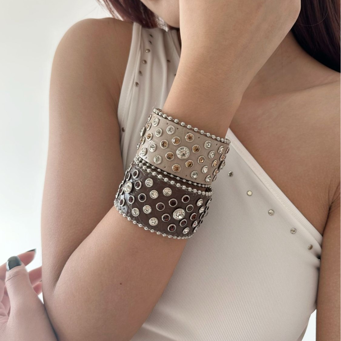 Schwerer Westernleder-Schnapparmband im Retro-Stil