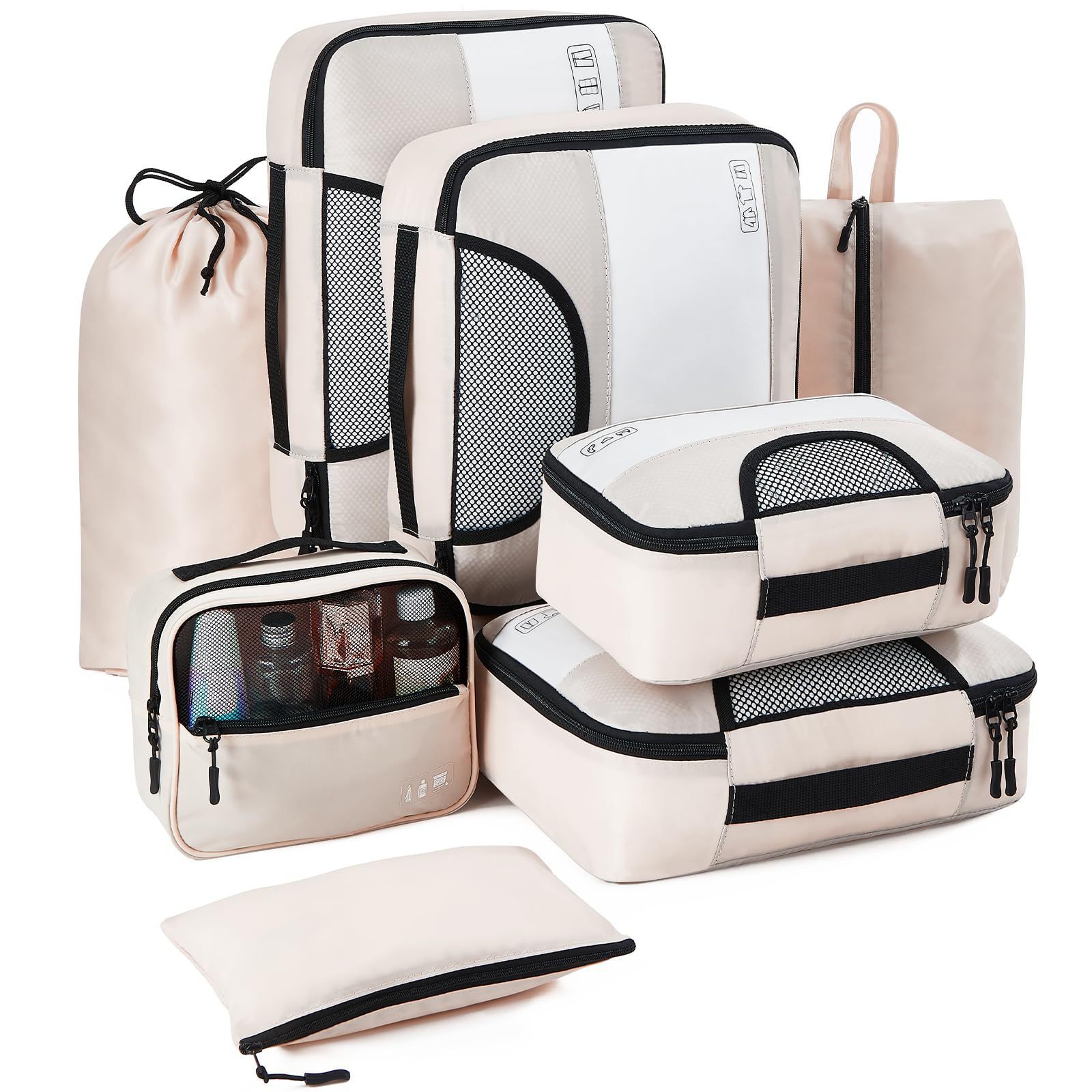 Set da otto pezzi di borsa di stoccaggio resistente all'acqua portatile per la casa e i viaggi