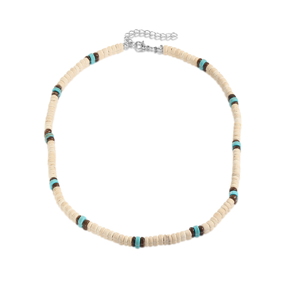Bohemian-style Natural Coconut Shell Wood Bead Necklace