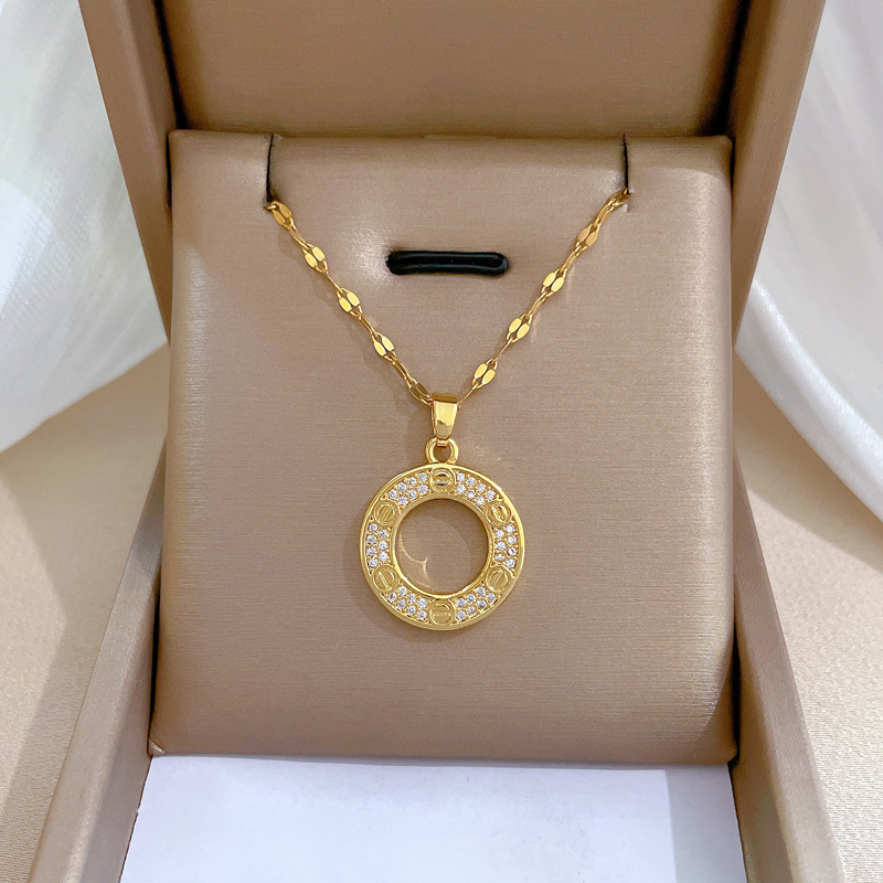 Elegant Micro-paved Diamond Ring Necklace For Women