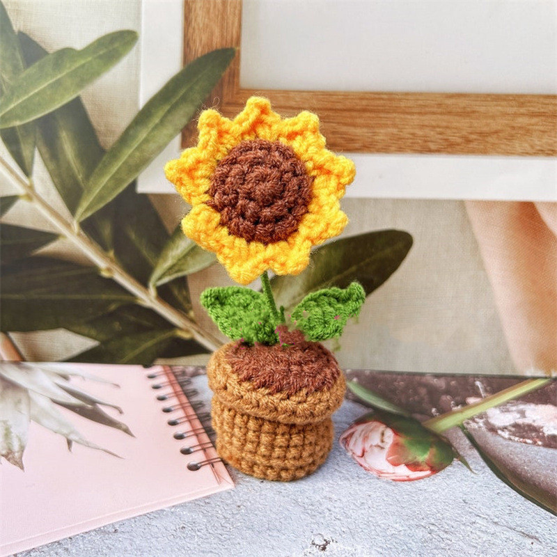Handgewebte Wolle Kartoffel Sonnenblume Puppenanhänger