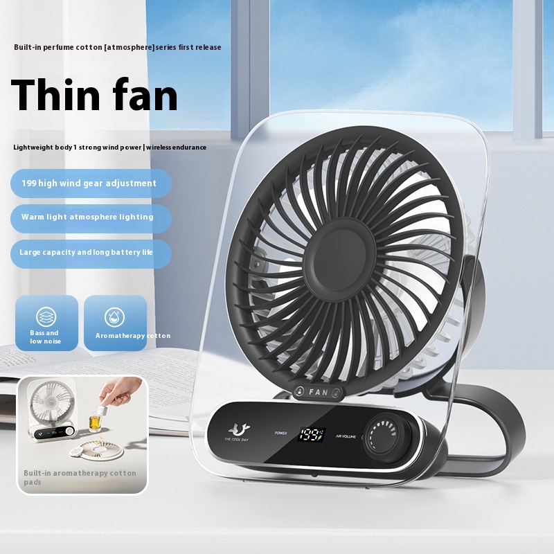 Schermo desktop digitale ultra sottile ventola muta mini vento portatile a mano USB ricarica