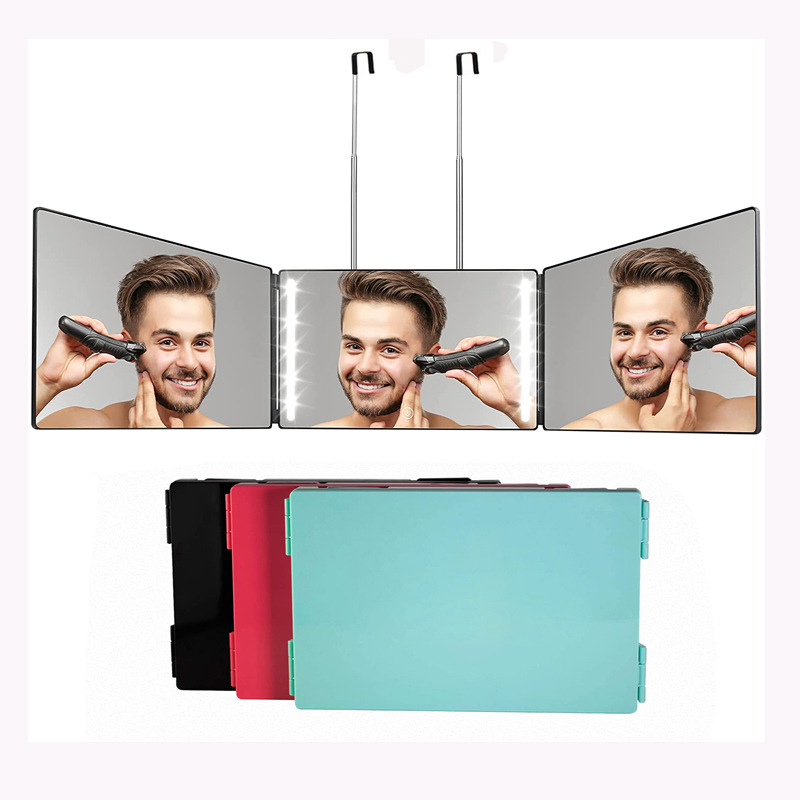 Klappbarer Kosmetikspiegel mit 3 Seiten - Einstellbar und Aufhaengbar
