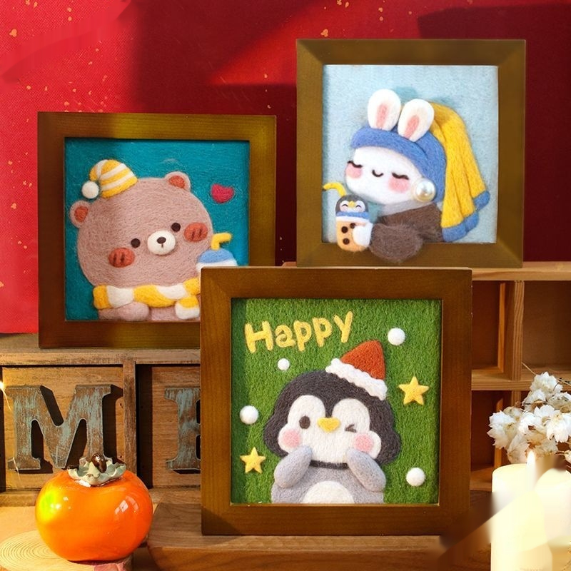 Handgemaltes Neujahrsgeschenk für Kinder - Mini-Tischdekoration mit Fotorahme
