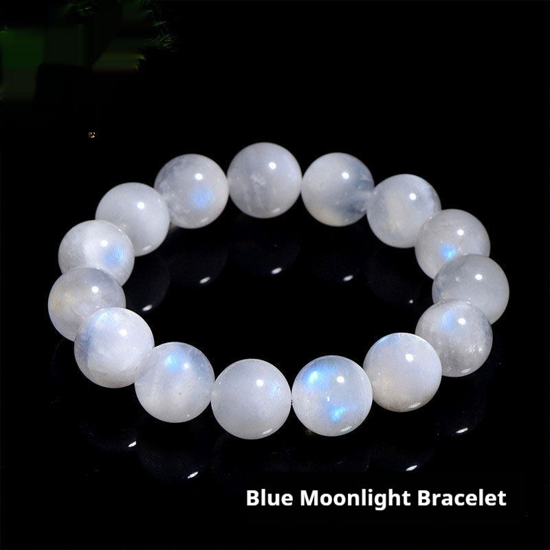 Naturbelassene Mondstein-Rundperlen-Armband in Weiss