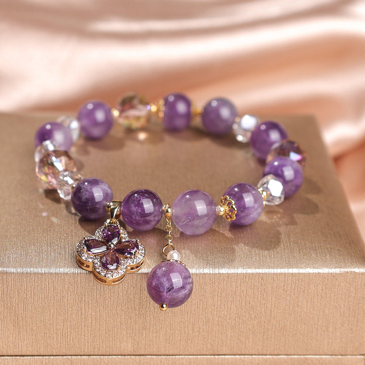 Naturer Amethyst Perlenschnur Armband