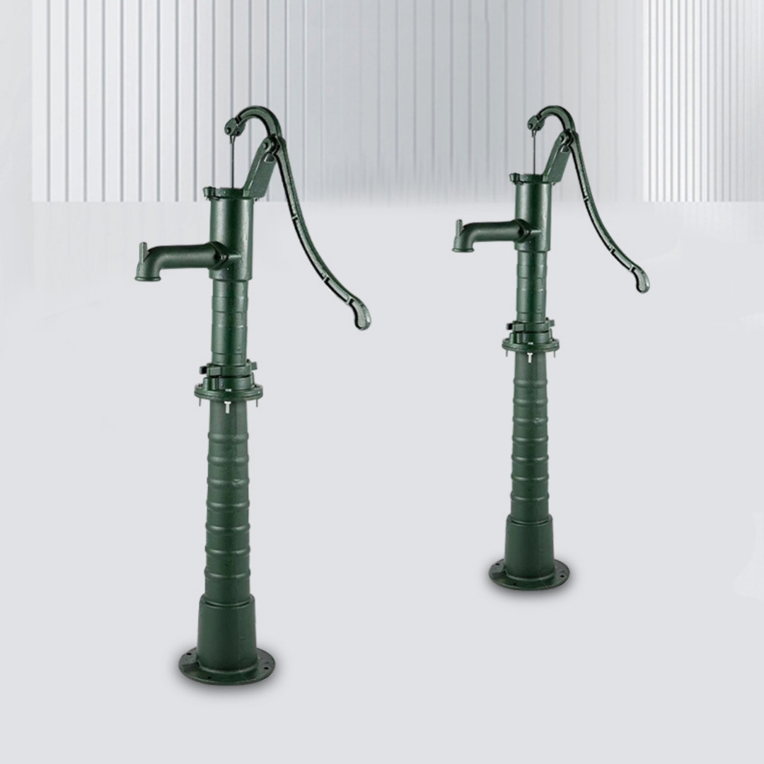 Eiserne Handwasser-Pumpe, manuelle Wasser-Saugpumpe, rund