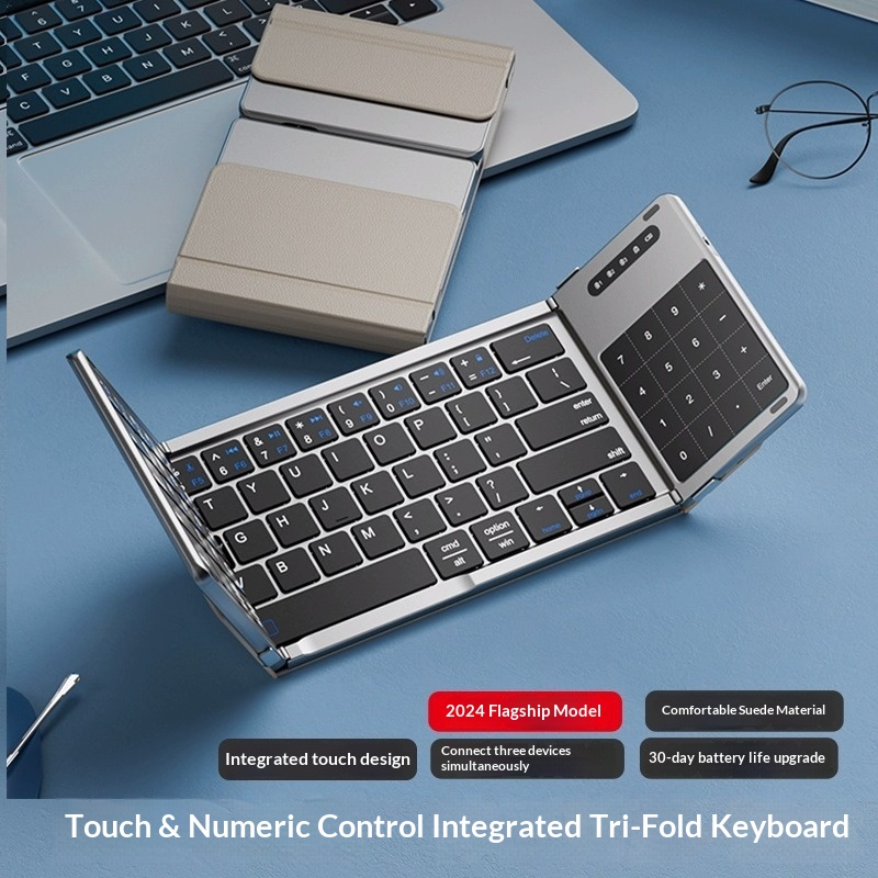 Clavier pliable tripartite, clavier Bluetooth sans fil pliable mini, adapté pour les ensembles de bureau PC