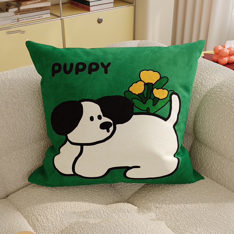 Cartoon Cat And Dog Throw Pillow Square Pillow