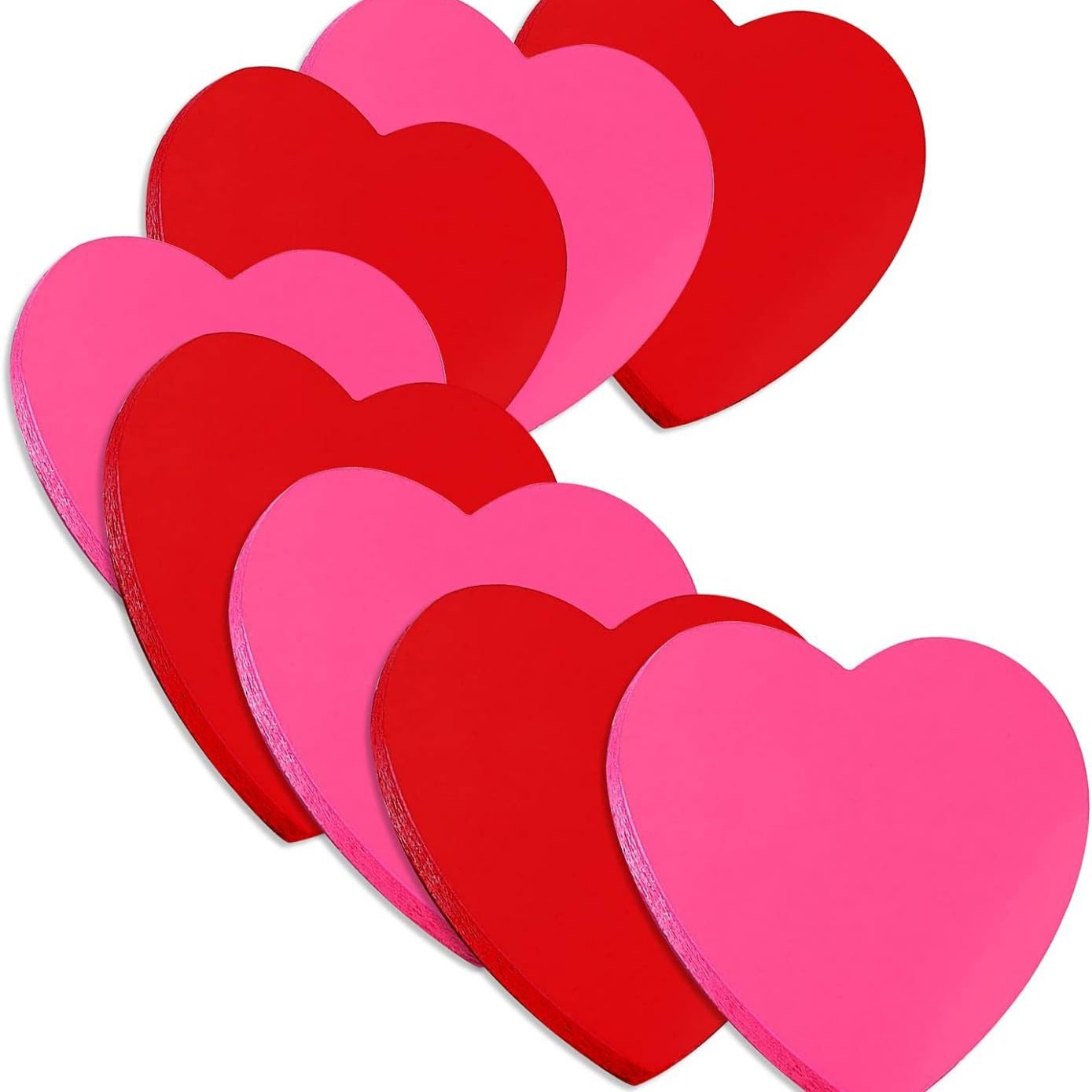 Notes autocollantes en forme de coeur colorées à décoller