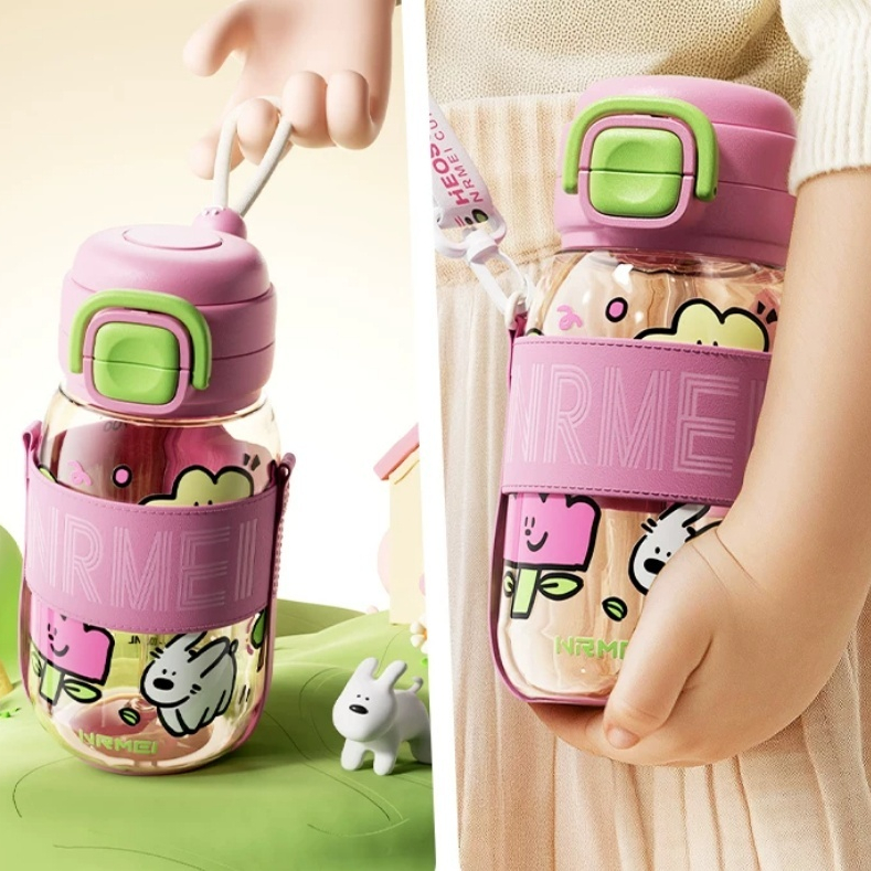 Large-capacity Water Bottle With A Dual-drink Straw For Girls