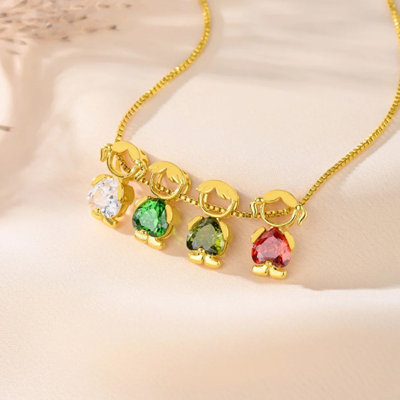 Herzförmige Diamantanhänger-Kette für Jungen und Mädchen